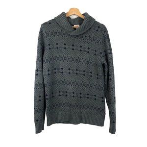 Levi's Men's Dark Grey Navy Print Shawl Collar Heavy Knit Sweater M (Measures S)